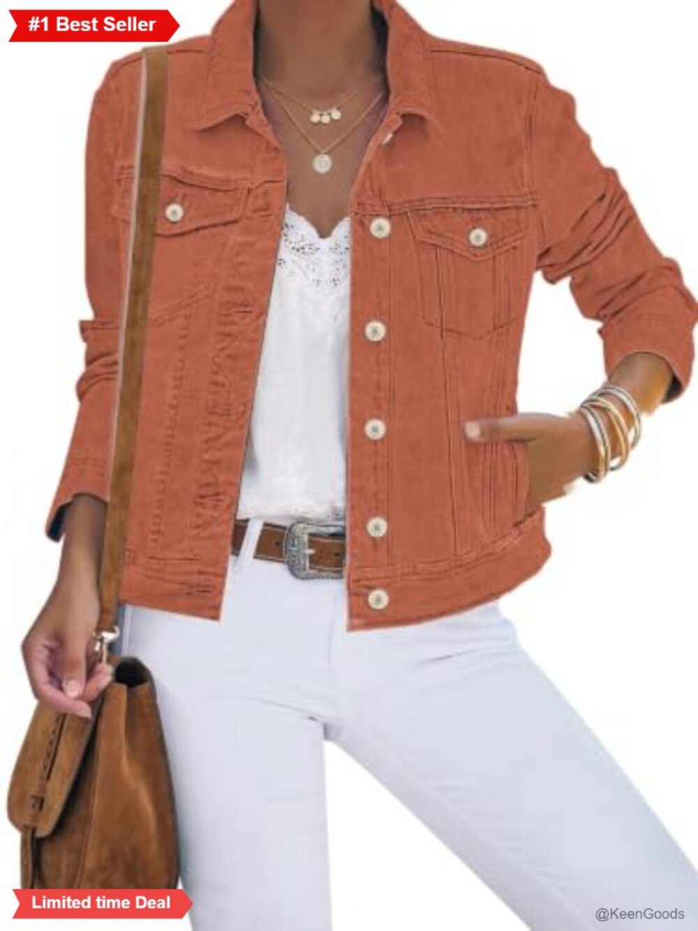 Women's Button Down Stretch Fitted Long Sleeve Denim Jean Jacket